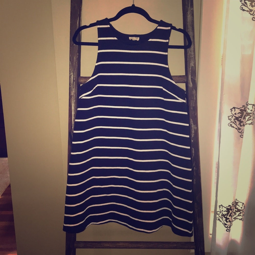 Navy Blue and White striped dress
